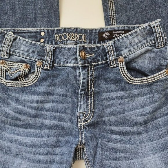 Rock & Roll Cowgirl Jeans Low Rise Med Wash Embroidery Detail - Picture 2 of 13